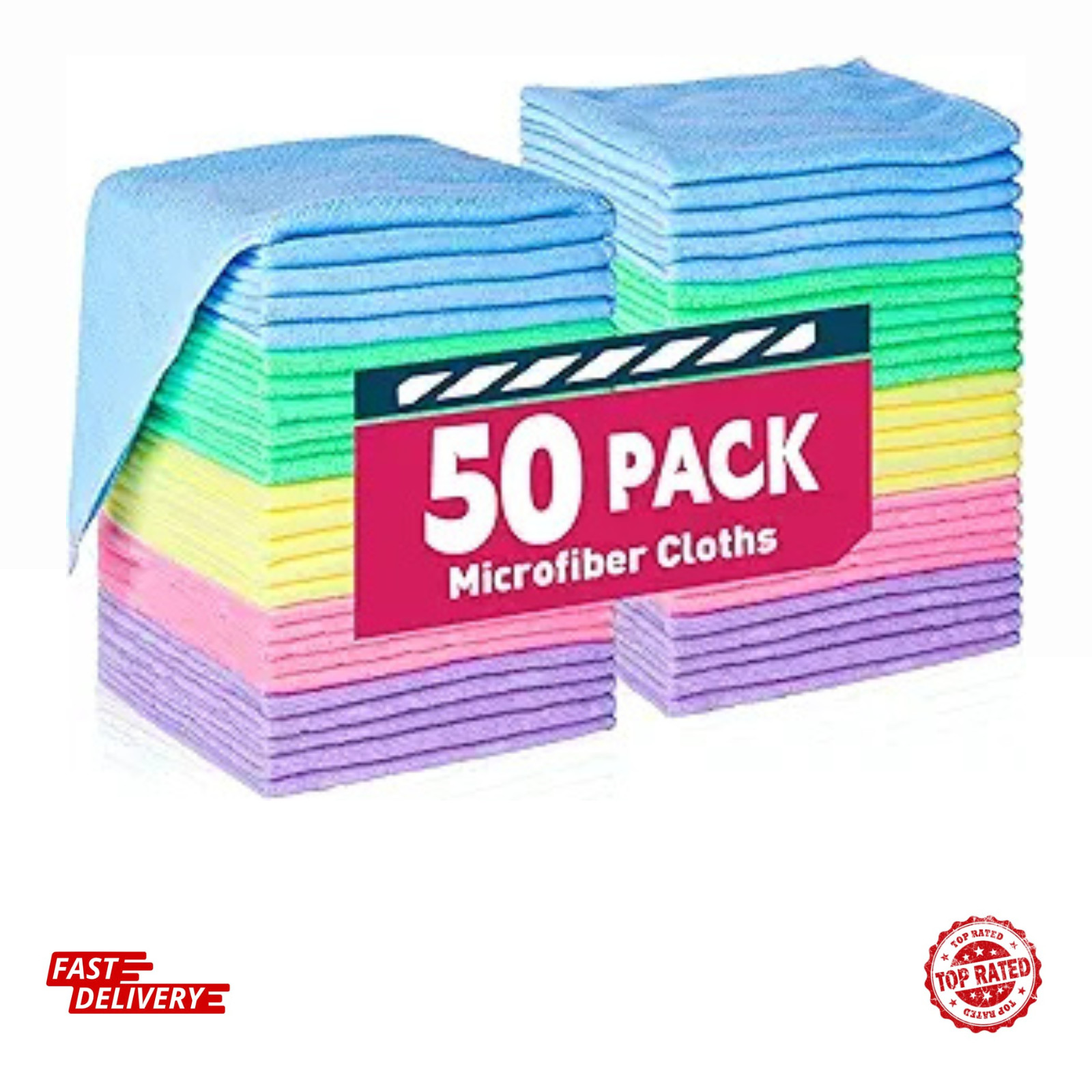 Microfiber Cleaning Cloth Set of 50 Towel Rag Car Polishing Detailing No-Scratch