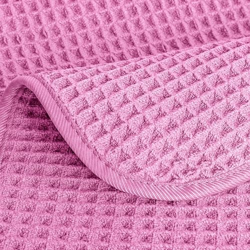 430 GSM Microfiber Lint Free Washcloth Face Towel, 13 x 13 in, 4 Pack Pink