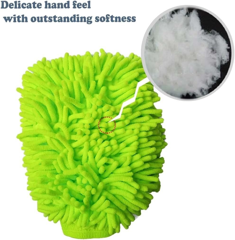 2 Pack Car Wash Mitt Microfiber Chenille Car Wash Mitt Scratch Free For Cars