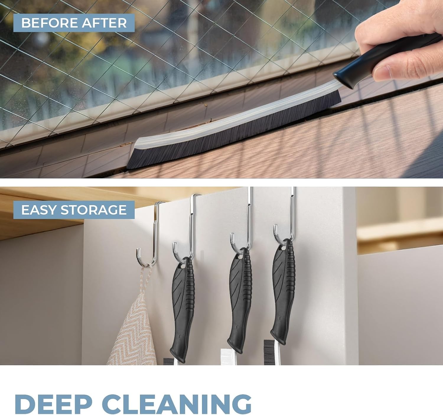Cleaning Brush Set 3 Pcs with Soft Bristle and Hard Bristle Crevice | Grout