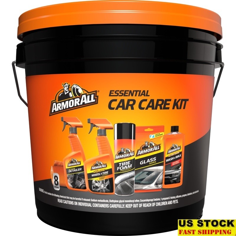 8-Piece Car Cleaning Kit W/ Bucket Interior Exterior Care Set & Accessories New