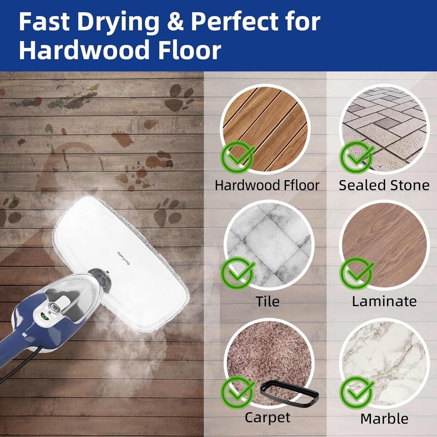 Steam Mop – 10-in-1 Floor Steamer MultiPurpose Steam Cleaner | Detachable Han…