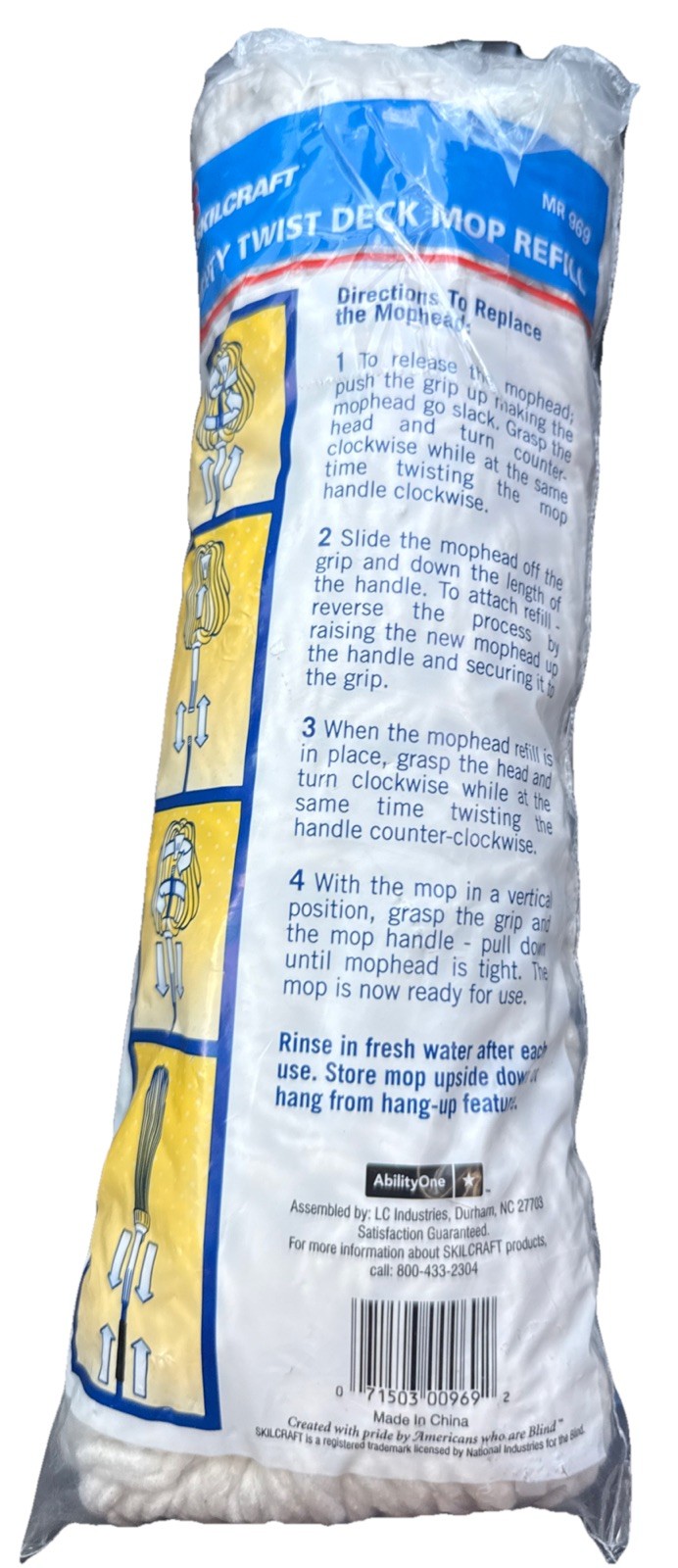 NEW SKILCRAFT Mighty Twist Deck Mop Head Refill MR-969 New Old Stock NOS DEAL