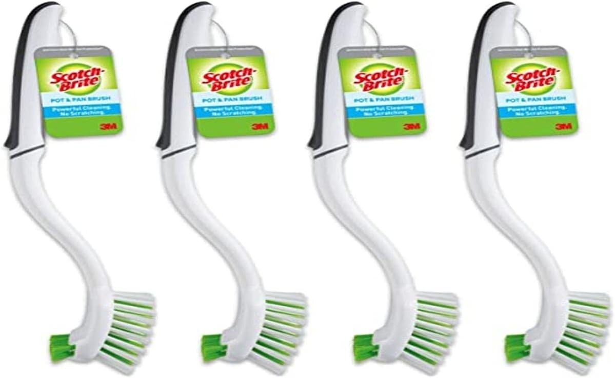 Scotch-Brite Pot + Pan Brush, Durable and Long Lasting Dish Brush with Handle fo
