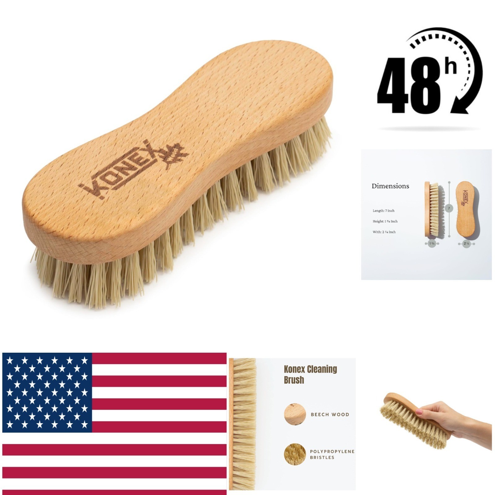 KONEX Heavy Duty Nylon Fiber Hand Cleaning Brush – Ergonomic Design