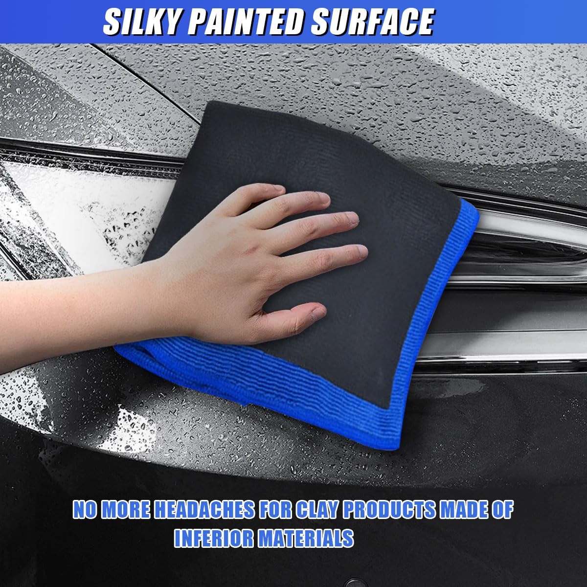 Clay Bar Towel for Auto Detailing, 12″ x 12″ Fine Grade Microfiber Car 2PCS