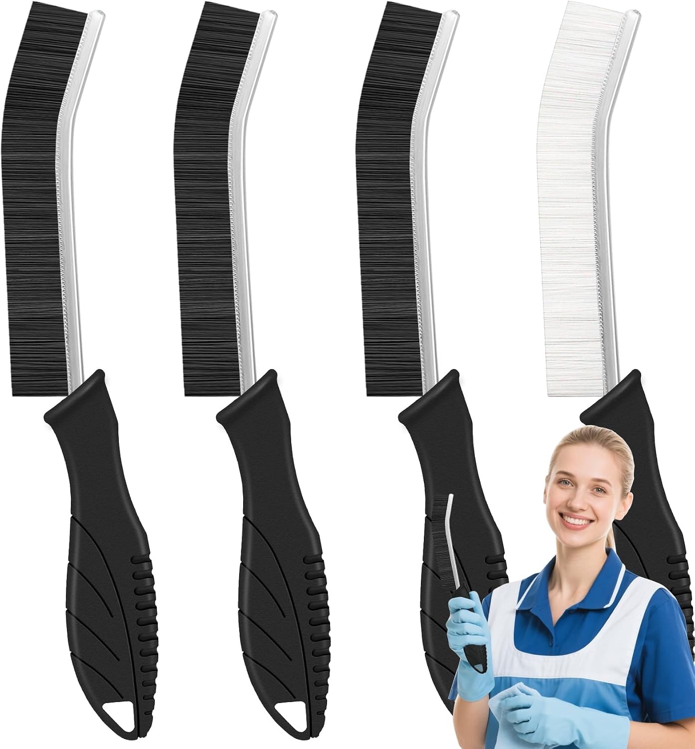 4Pcs Crevice Cleaning Brushes for Household Use, Grout Cleaner Brush, Hard