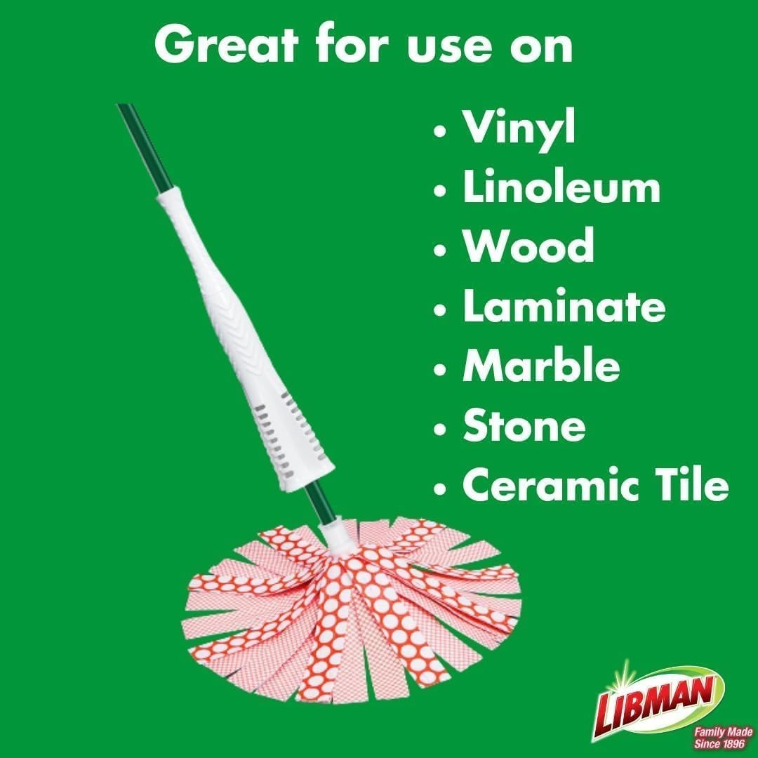 Libman Wonder Mop Head Replacement | Absorbent Microfiber | Self Red & White