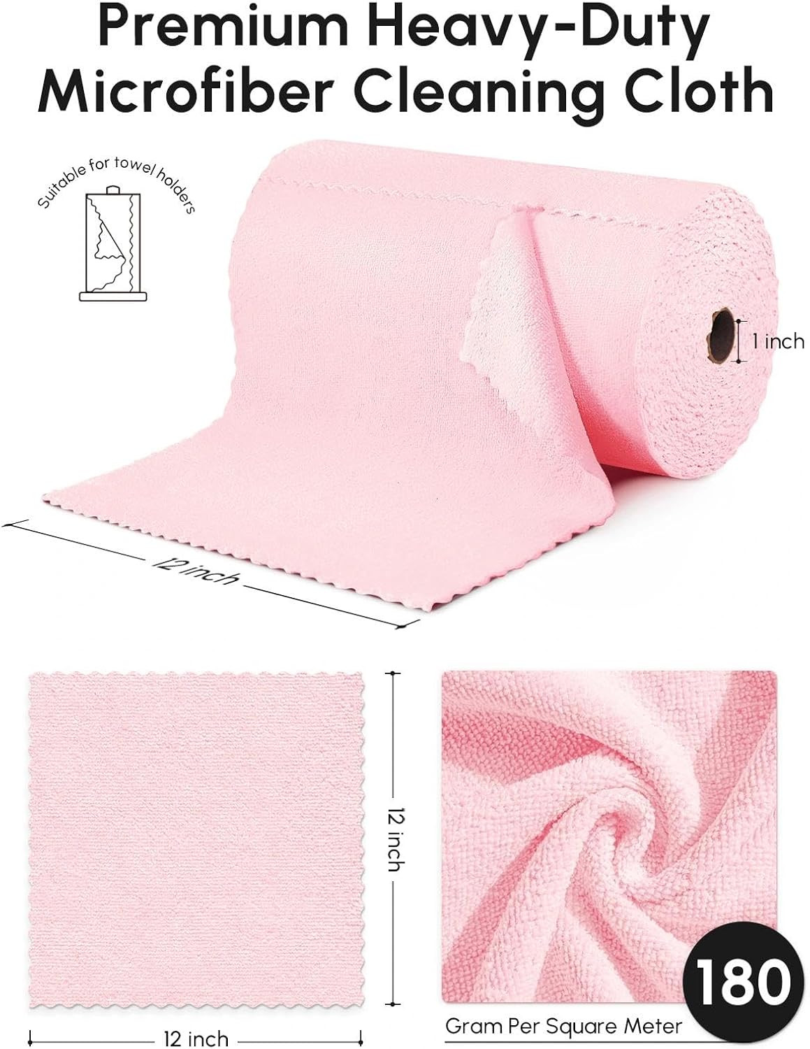 Microfiber Cleaning Cloths Roll, 75 Pack Tear Away Microfiber Towels Roll, 12″ X