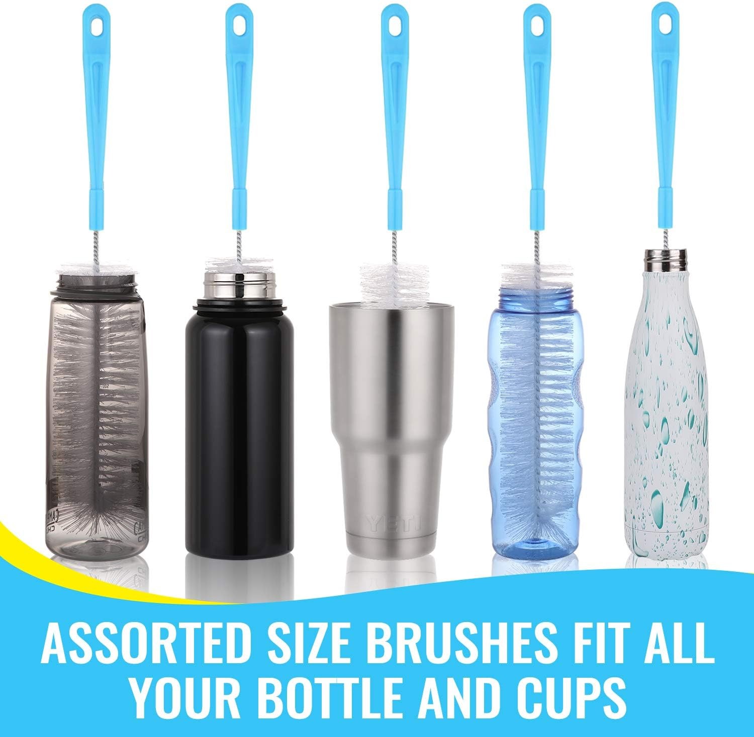 16″ Bottle Brush Cleaner for Water Bottle – Long Handle Bottle Brush for