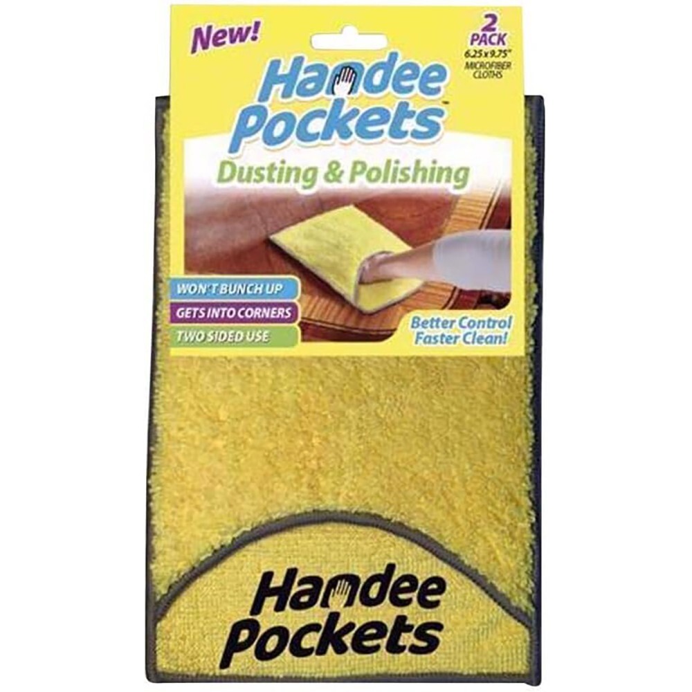 HANDEE POCKETS Dusting & Polishing Microfiber Cleaning Cloths Built-in Pockets