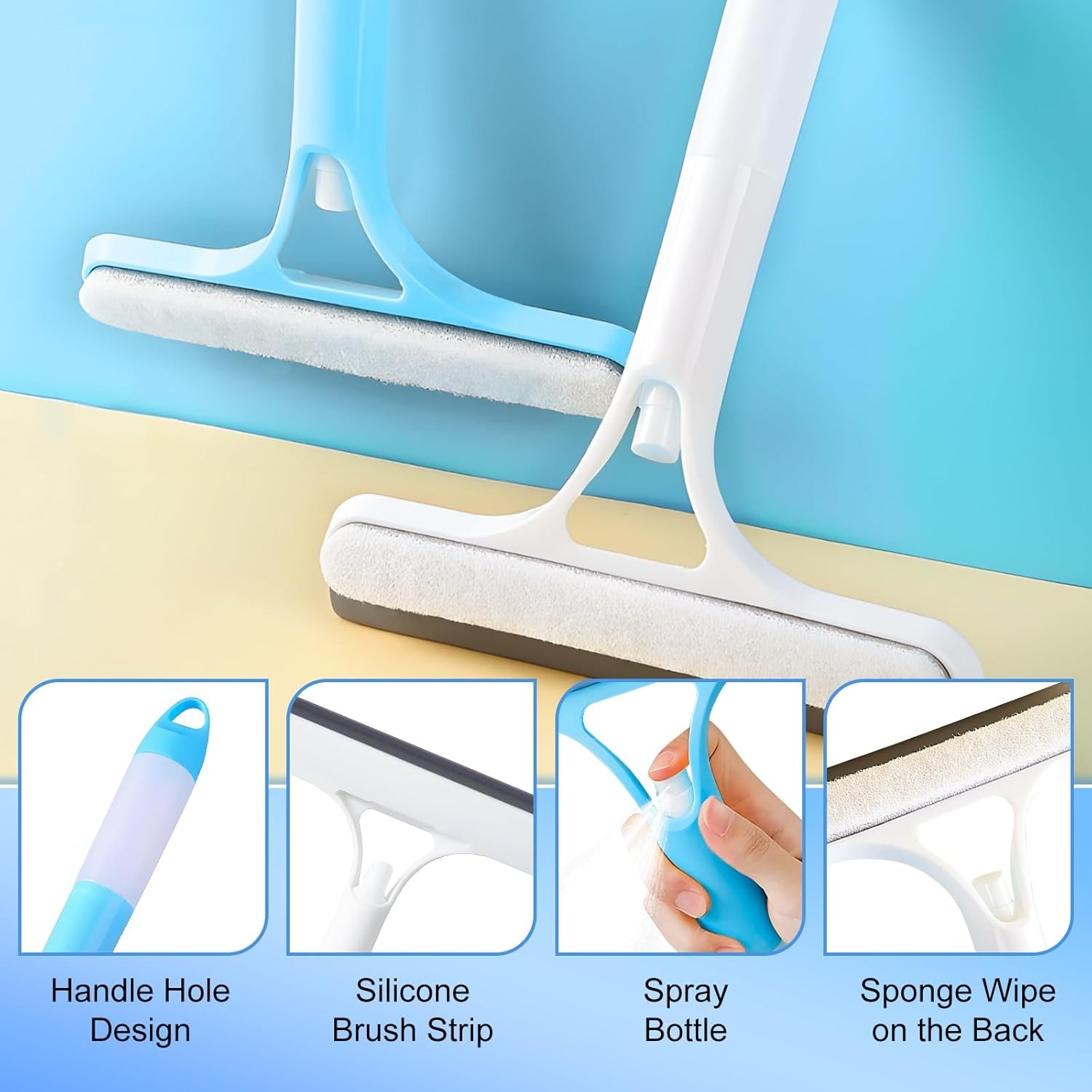 2× Window Cleaning Scraper Spray for Car Home 3 in 1 Window squeegee Cleaner USA