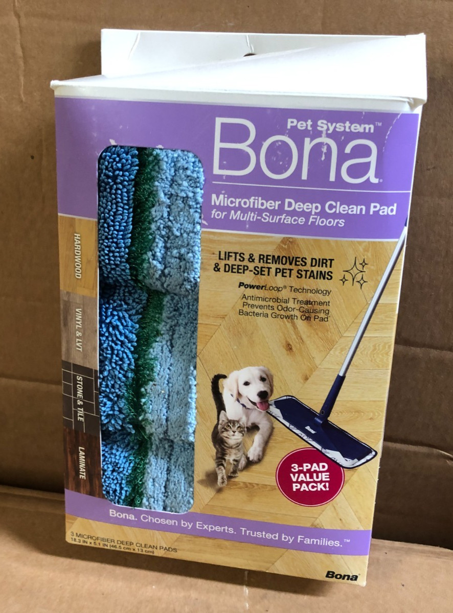 Bona Pet System Microfiber Deep Clean Pads for Multi-Surface Floors 3 Count