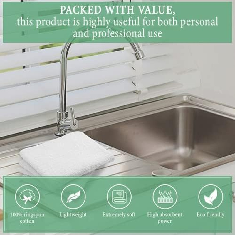 100% Cotton Terry Towel Cleaning Rags White 14’x17’|Pack of 60|Grade White Rag|S