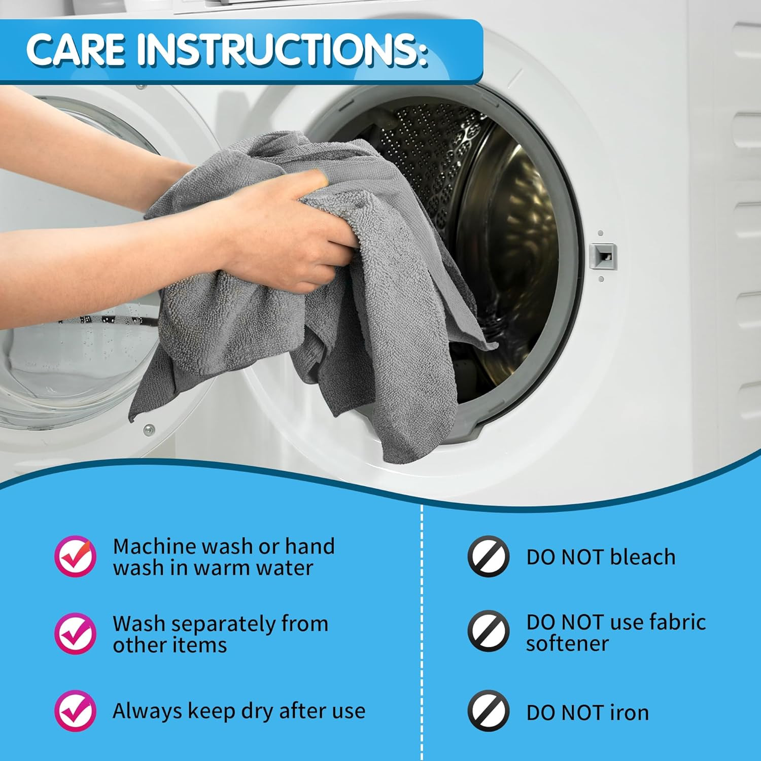 Shop Towels, Pack of 100, Grey Microfiber Cleaning Cloth Bulk