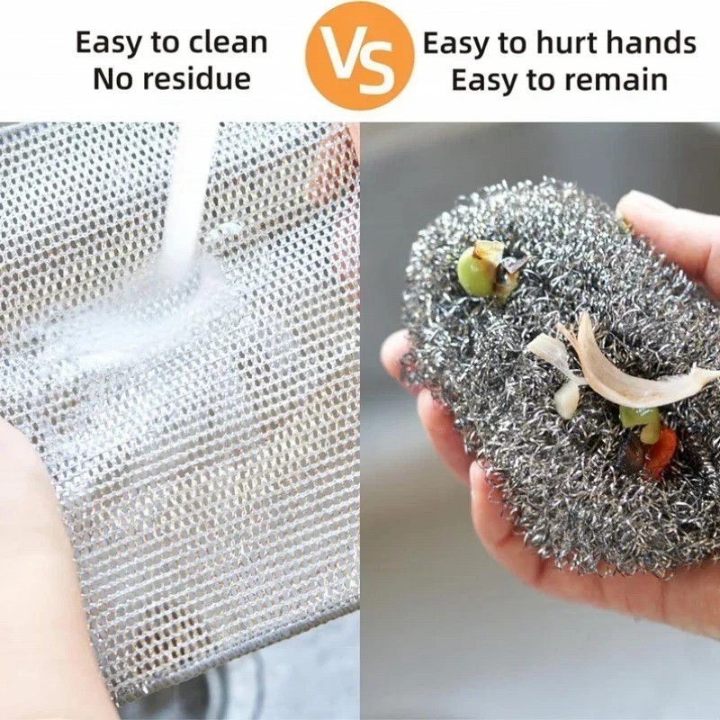 Double Sided Wire Dishcloth Kitchen Scrubber Steel Cleaning Scouring Pad
