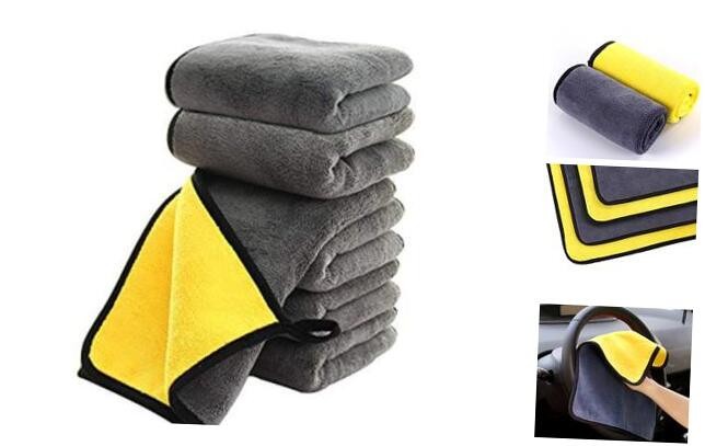 Ultrasoft, Large, Thick and Quick Drying Car 6pack,16 X 16inches Grey-yellow