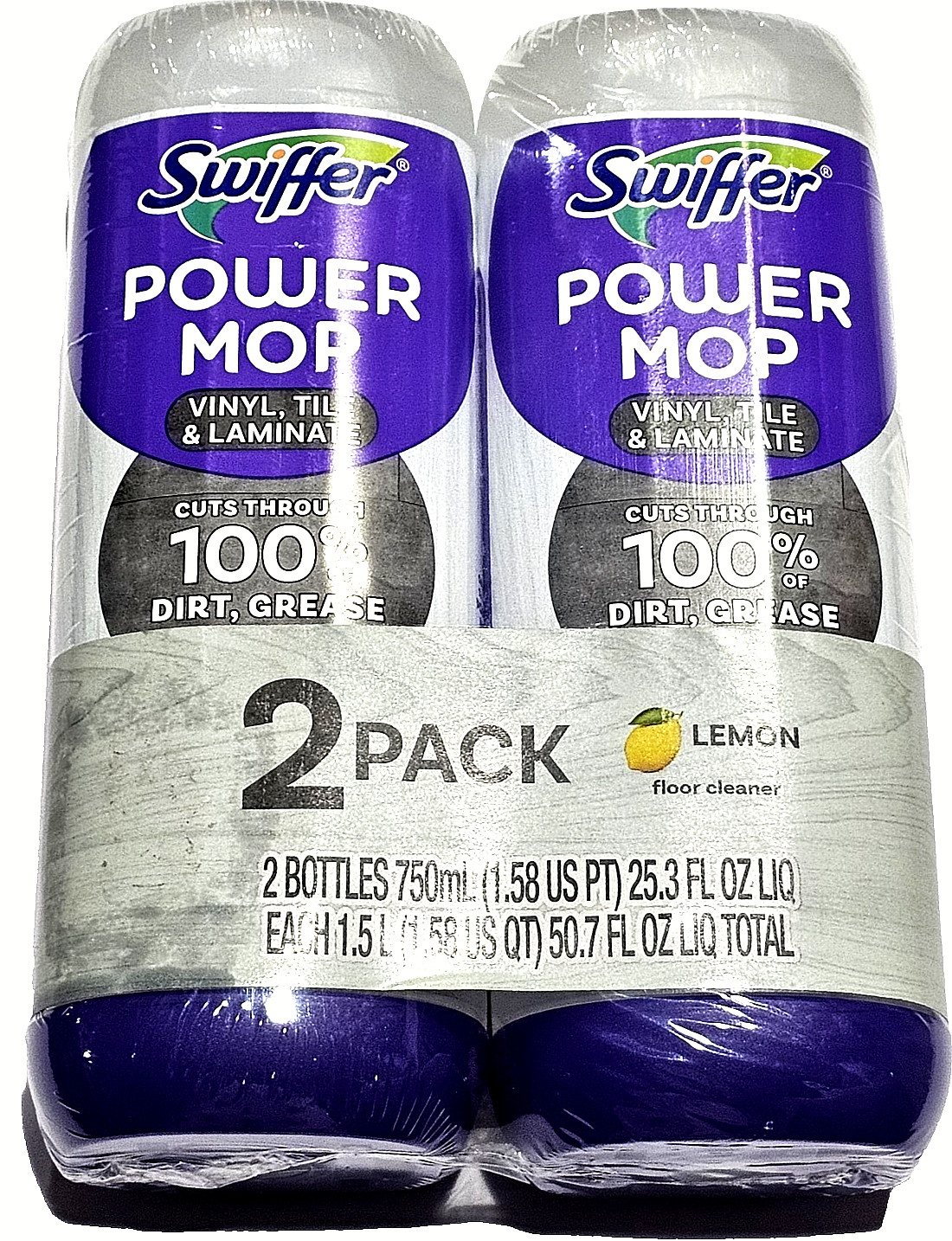 Swiffer Power Mop Vinyl Tile Laminate 2 Pack Lemon Floor Cleaner 25.3oz