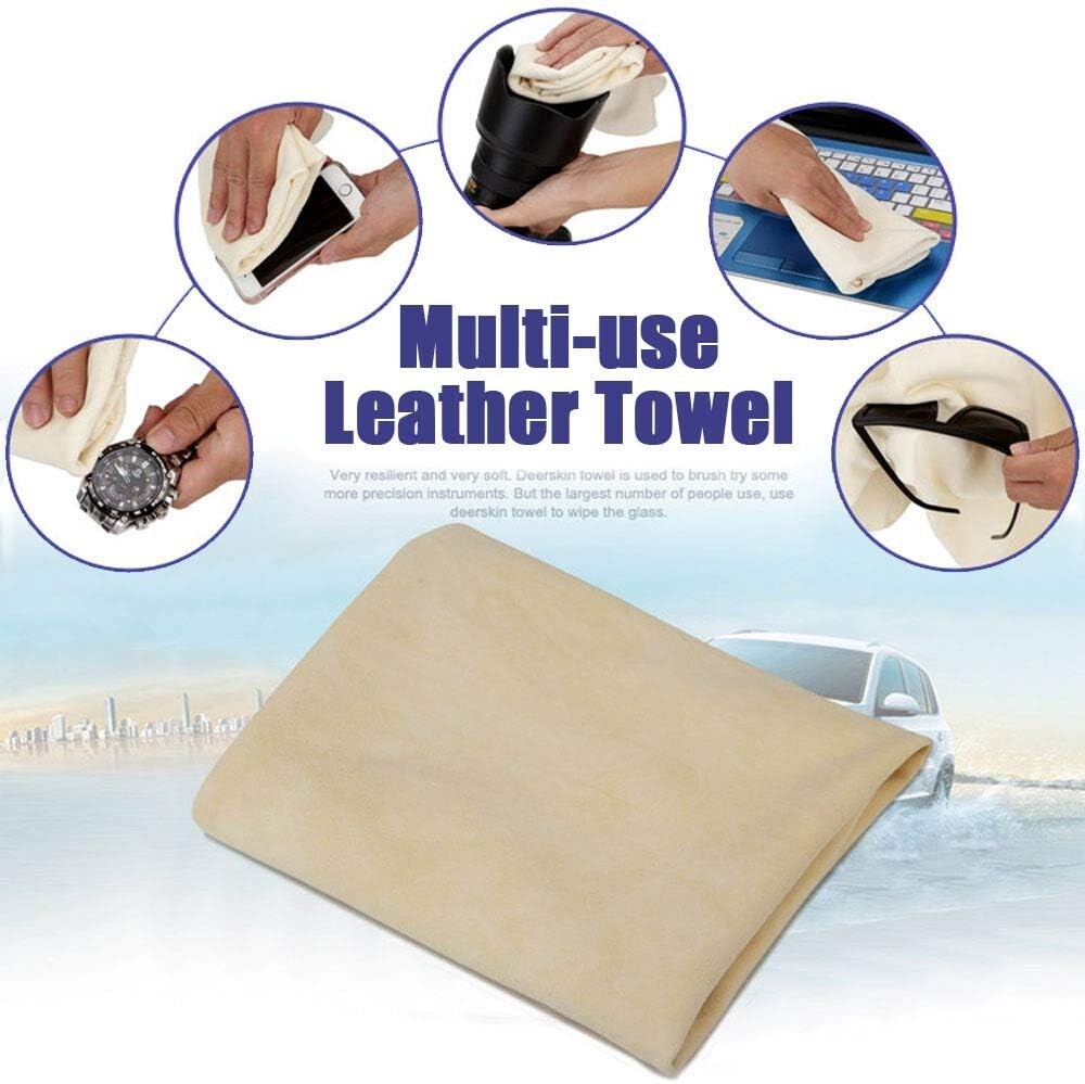 Toalla De Gamuza Natural Para Limpieza De Piel Real Y Autos Blanco