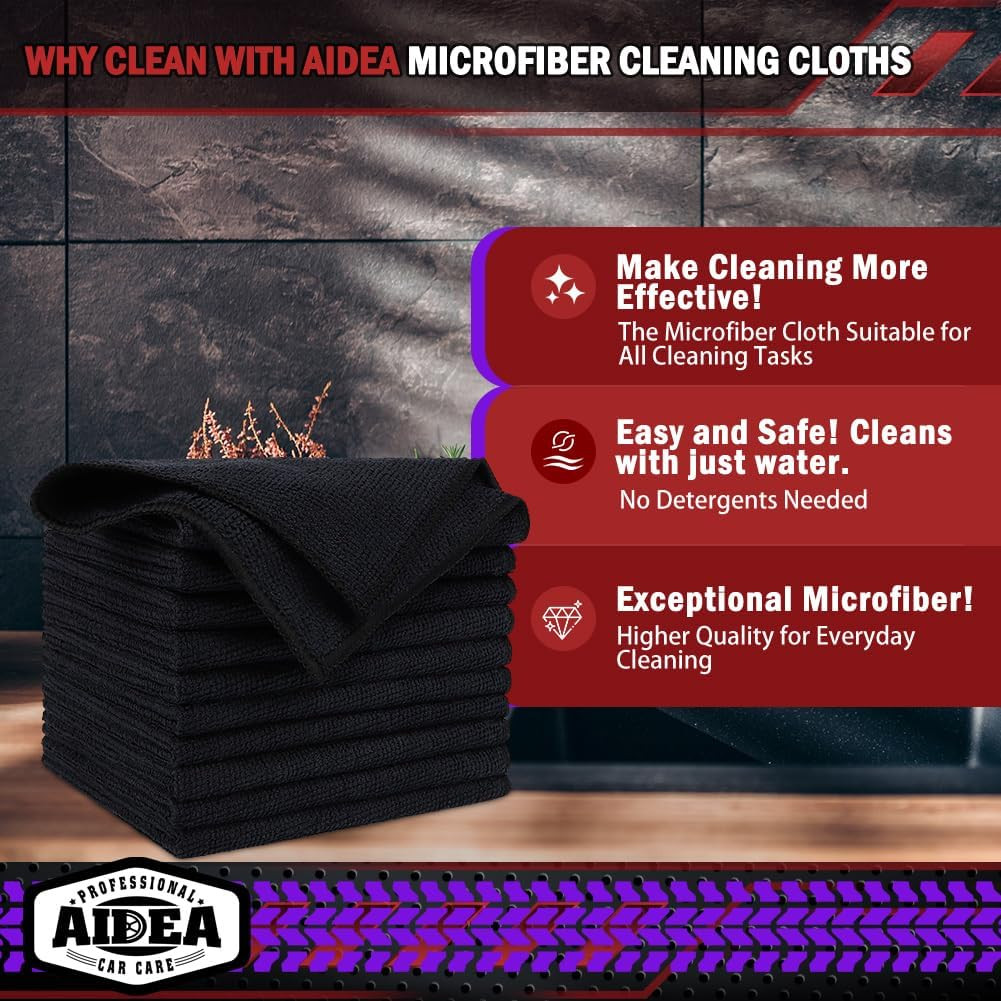 Microfiber Cleaning Cloths 20PK, Lint Free Dusting Rags 12×12″ for Home & Cars