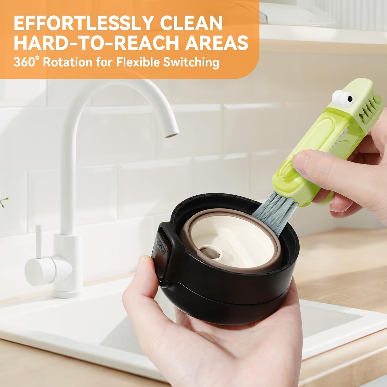 3 in 1 Cup Lid Gap Cleaning Brush Set, Multifunctional Bottle Cleaning Brush, Si