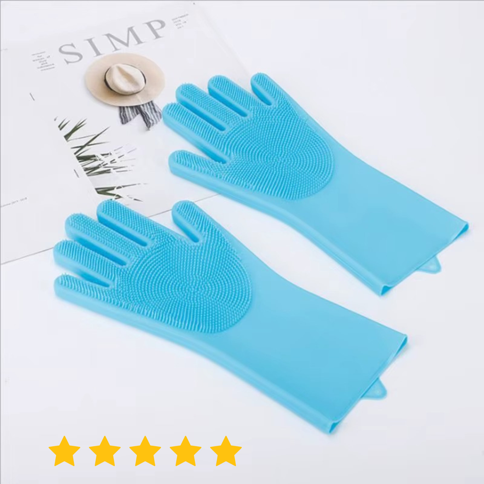 Magic Silicone Scrub Gloves Kitchen Dish Washing Cleaning Bath Reusable Pair