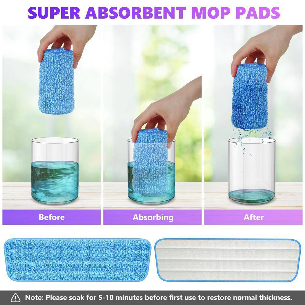 13 In. to 15 In. Reusable Multiple Colors Mop Pads Compatible with Swiffer Power