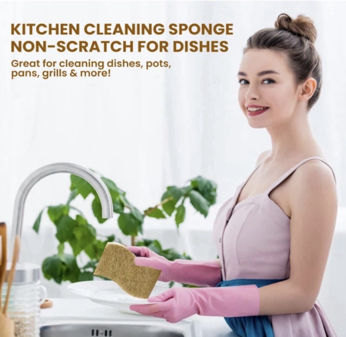 Super Eco Natural Kitchen Sponges Pack of 12, Long Lasting, Sponges for Dishes