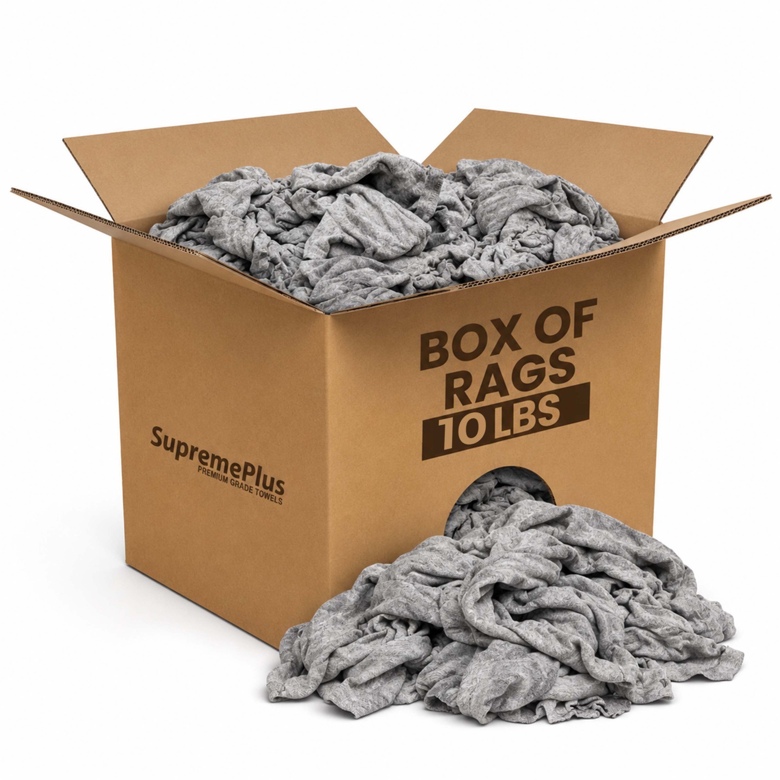 Gray Knit T-Shirt Rags Bulk Shop Wiping Cloths for Oil, Grease, Paint – Boxes
