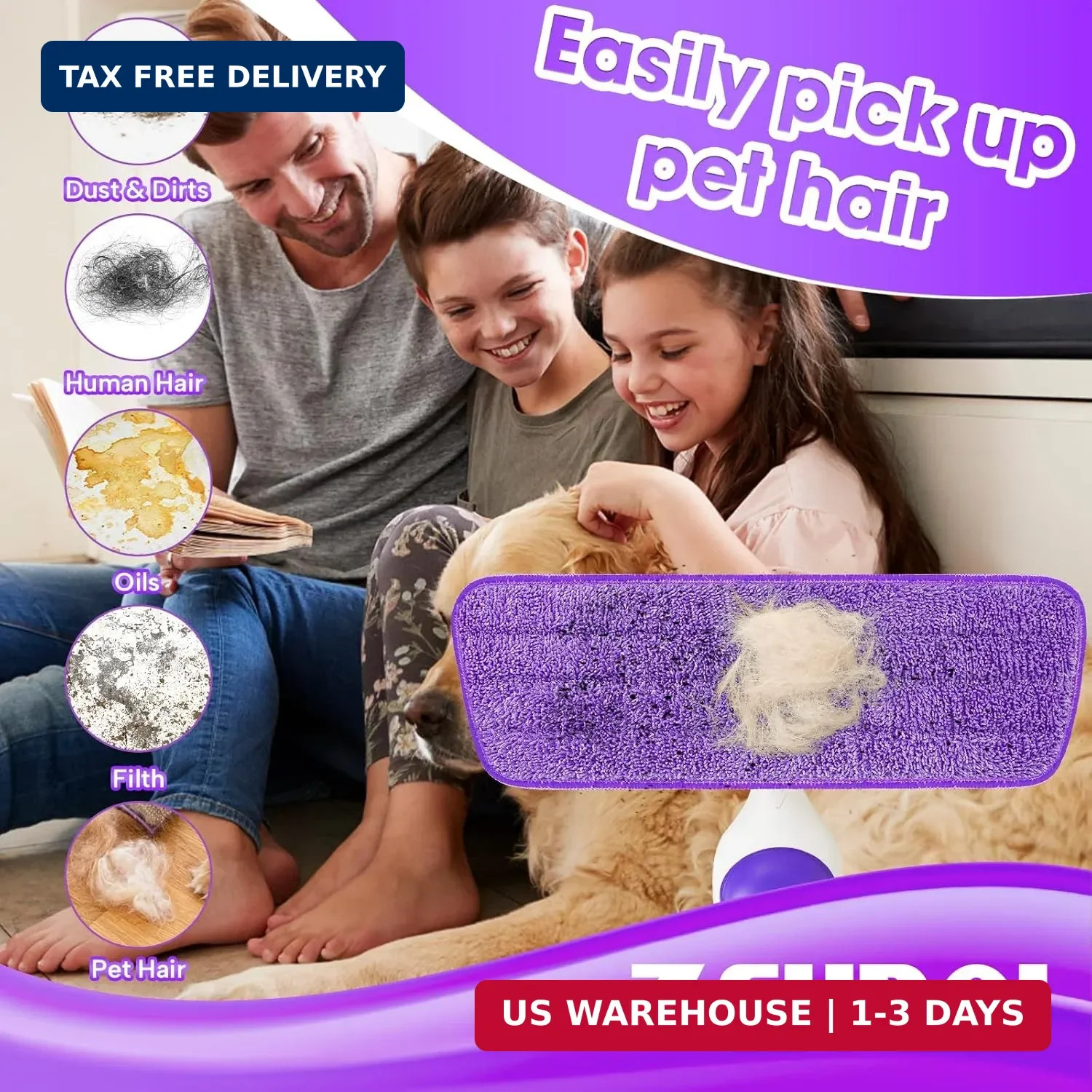 6 Pack Reusable Microfiber Mop Pads for Swiffer PowerMop, 13-16 Inch Spray Mop R