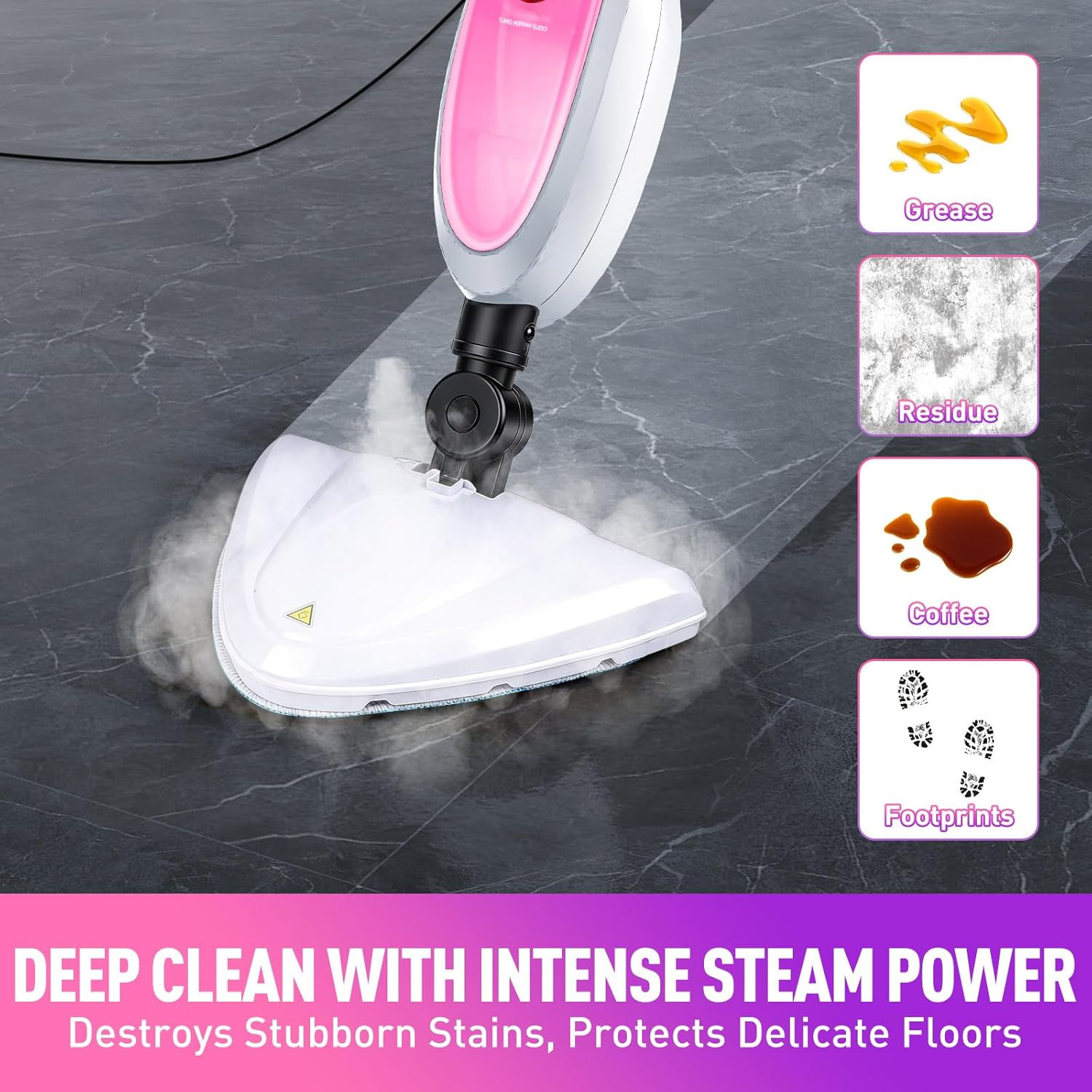 🏠2-in-1 Steam Mop Detachable Handheld 20S Fast Heat 16FT 10-in-1 Deep Clean