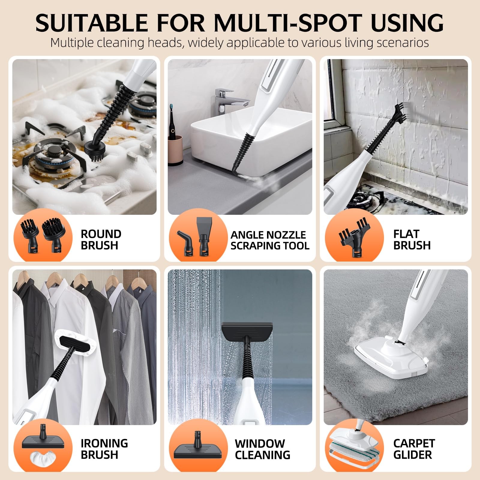 10-in-1 Steam Mop, Powerful Handheld Steam Cleaner for Home with 23FT Cord, R…