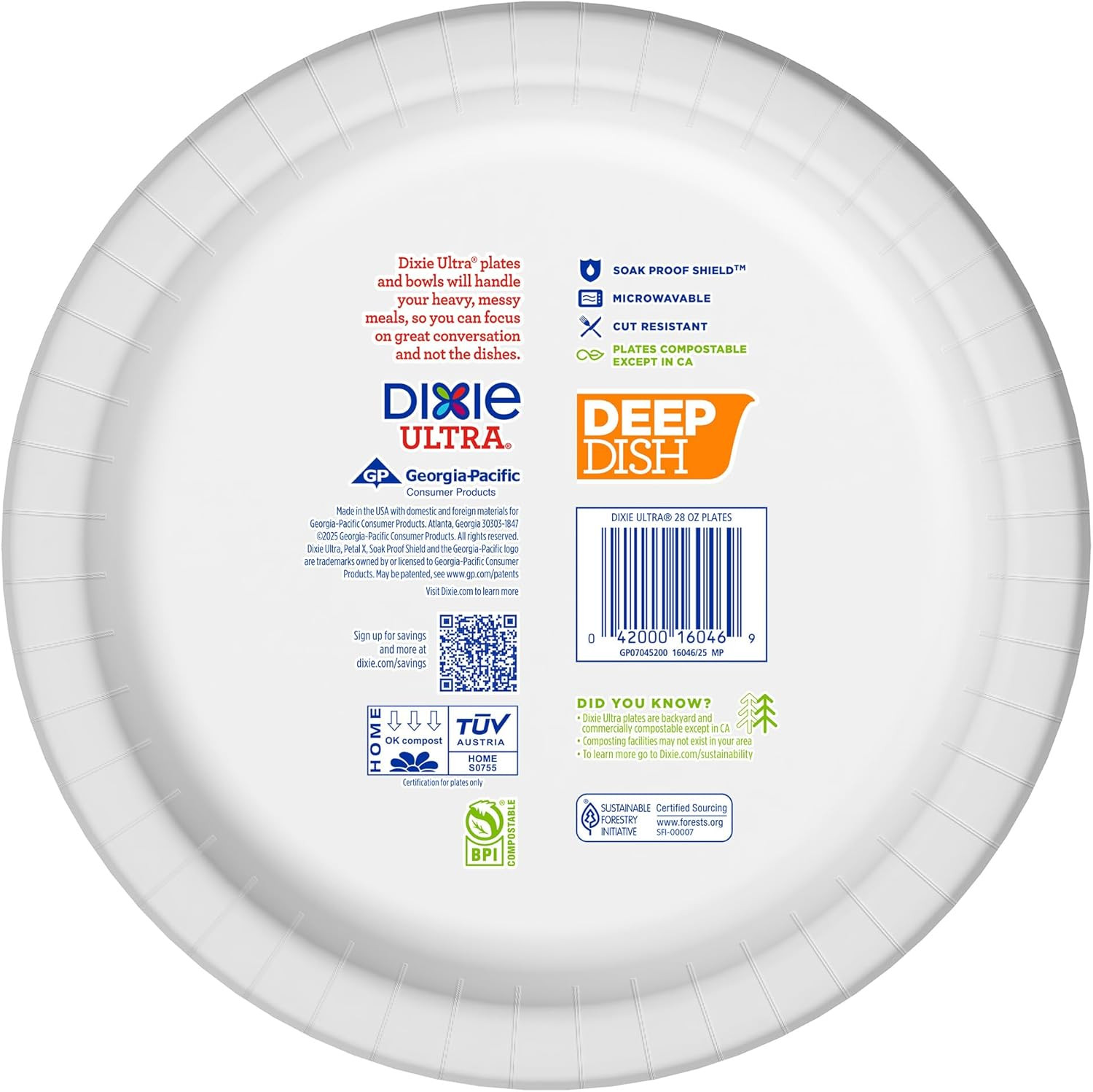 Ultra, Deep Dish Paper Plates, 28 Oz, 40 Count, Heavy Duty, Microwave-Safe, Soak