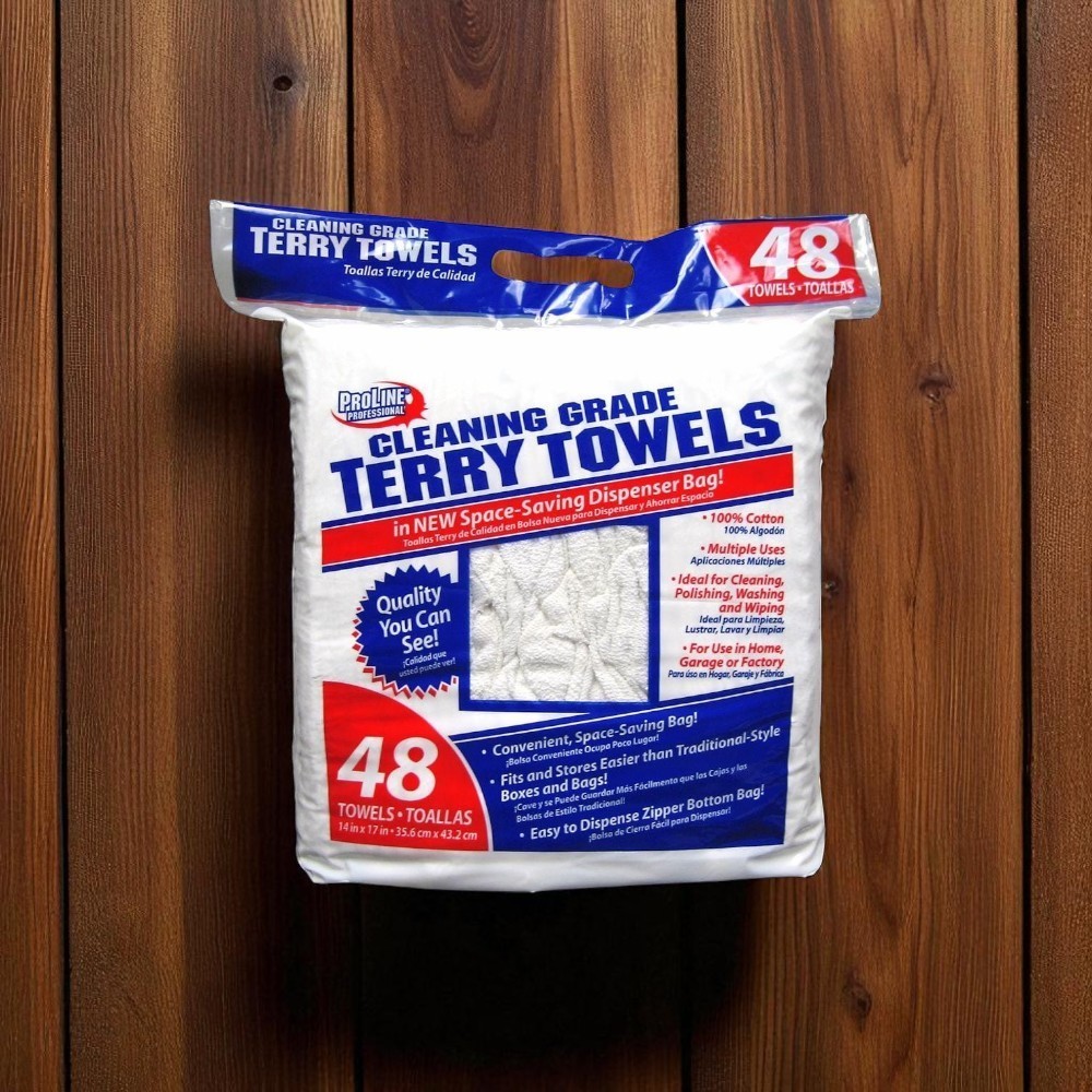 ProLine Terry Towels Cleaning-Grade Cotton White Absorbent Dispenser (48-Pack)