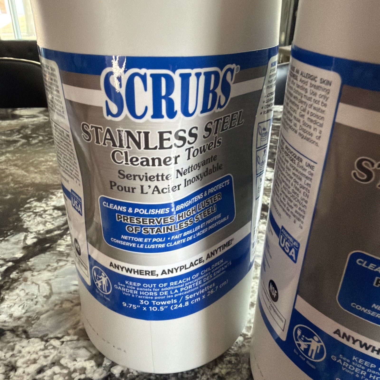 Scrubs Stainless Steel Cleaner Towels 2 30-Count 9.75″x10.5″ Cleans & Polishes