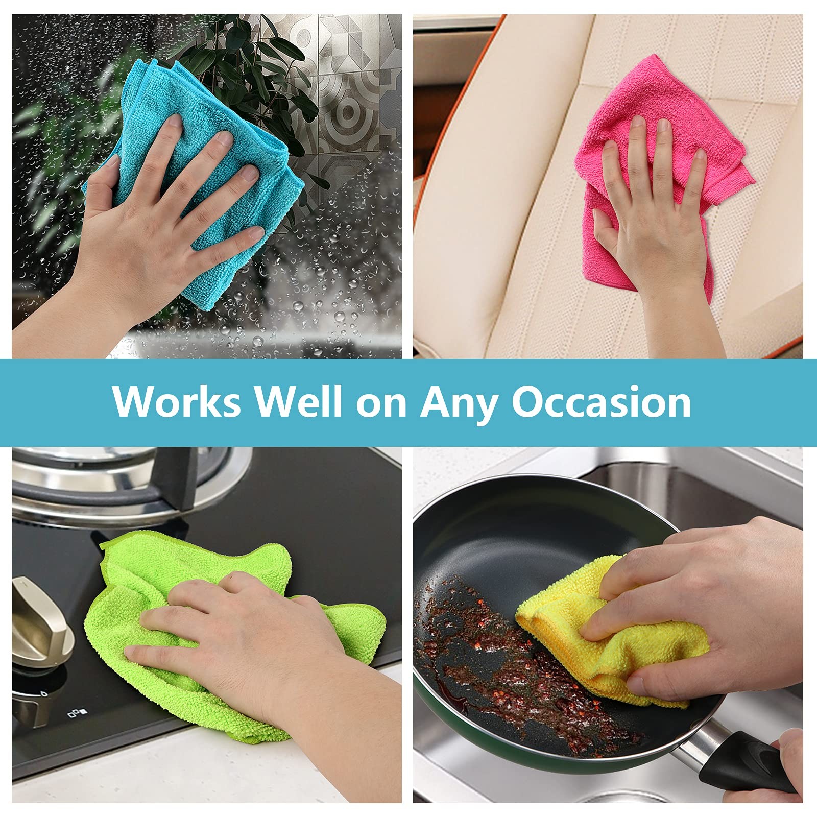 Microfiber Cleaning Cloth12 Pack Cleaning Rags Cleaning Towels with 4 Color Asso