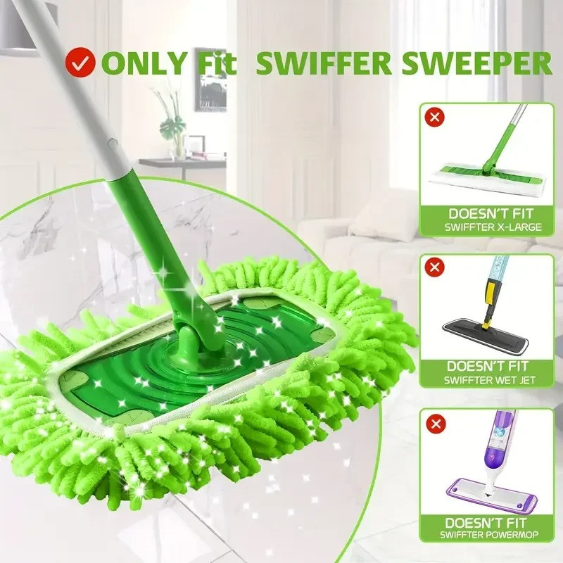 6Pcs Reusable Microfiber Mop Pads For Swiffer Sweeper Wet & Dry Flat mop Cover