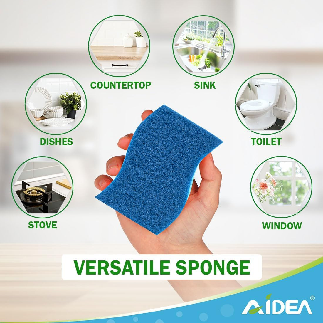 Sponges Kitchen, Non-Scratch Scrub Sponge, 6Count, Sponges for Non-Stick Cookwar