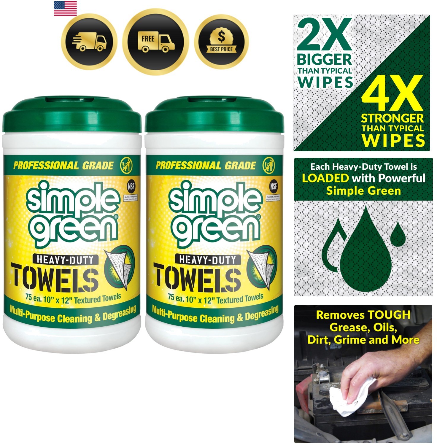Professional Grade Heavy-Duty Cleaning and Degreasing Towels, All-Purpose Cle…