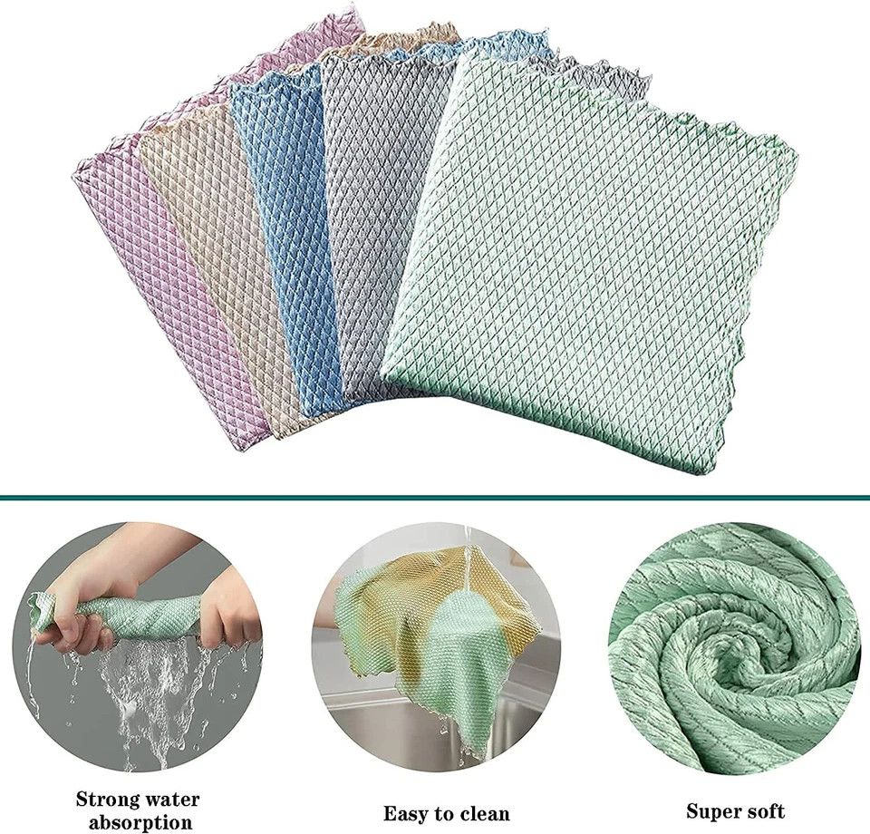 10x Fish Scale Streak Free Magic Glass Window Microfiber Cleaning Cloth Cleaner