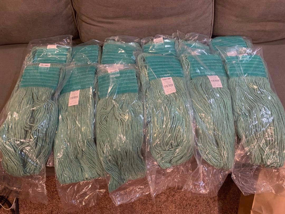 Professional Line Mop Head Cotton Cut End Wide Band Green 20oz. **12-PACK**