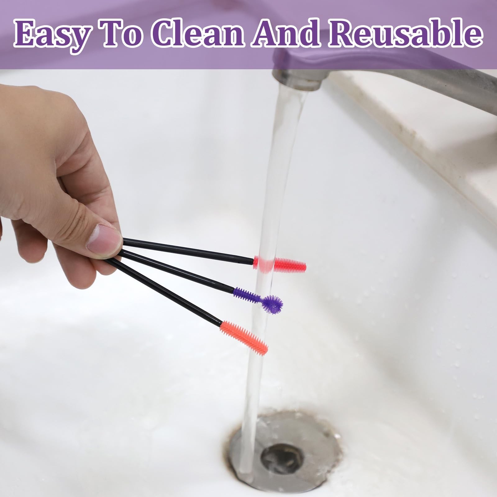 12 Pcs Silicone Nook and Cranny Brush Crevice Cleaning Orange, Purple, Red