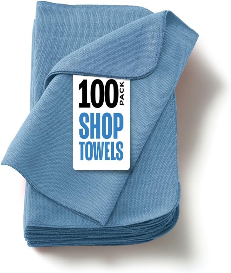 Cotton Shop Towels 12×14 Inch, 100 Pack Soft, Absorbent Reusable Cotton Rags,