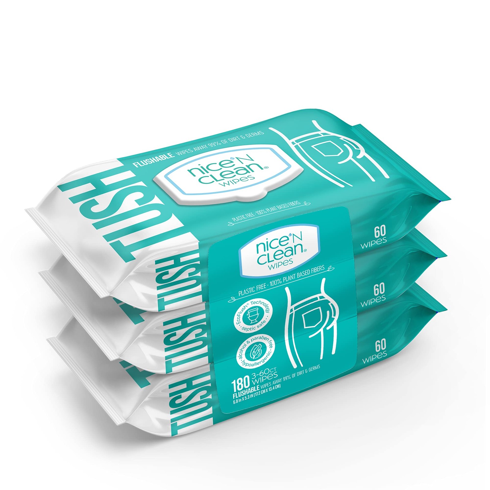 Nice ‘N Clean Nice N Clean Adult Flushable Wipes 3 X 60 Count Personal