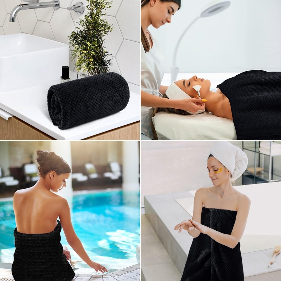 Bath Towel Set Pack of 4, 30 x 60 Inches Large Microfiber Bath Towels, Soft,