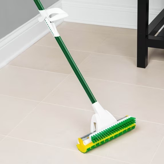 Nitty Gritty Roller Sponge Mop with Scrub Brush Green Steel Handle