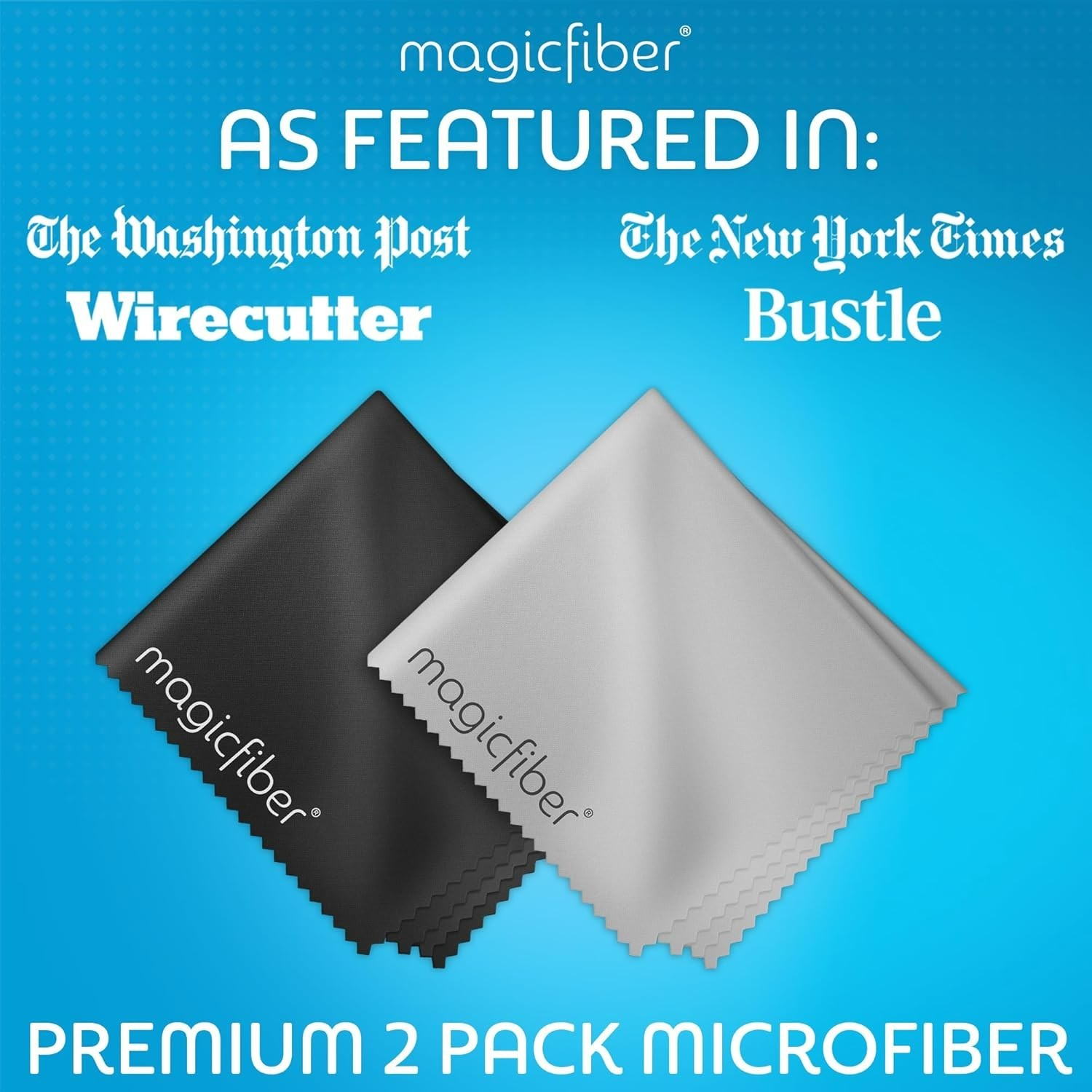 Microfiber Cleaning Cloths, 2 Pack – Cloth for Glasses, Lens, Screens & More