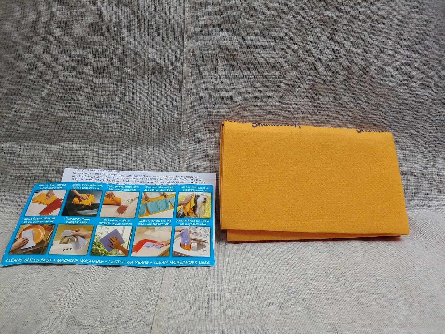 ShamWow Towel Size 20″ X 23.5” Germany Chamois Sponge New Open Box