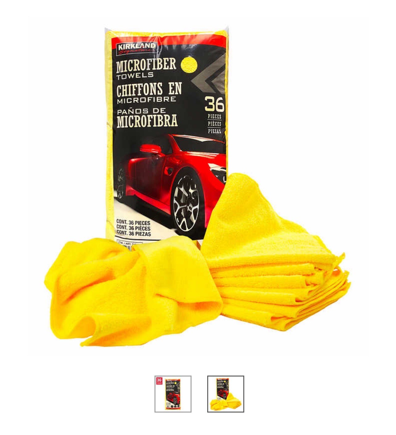 Kirkland Signature Ultra Plush Microfiber Towel, Yellow, 16 in X 16 In, 36-Count