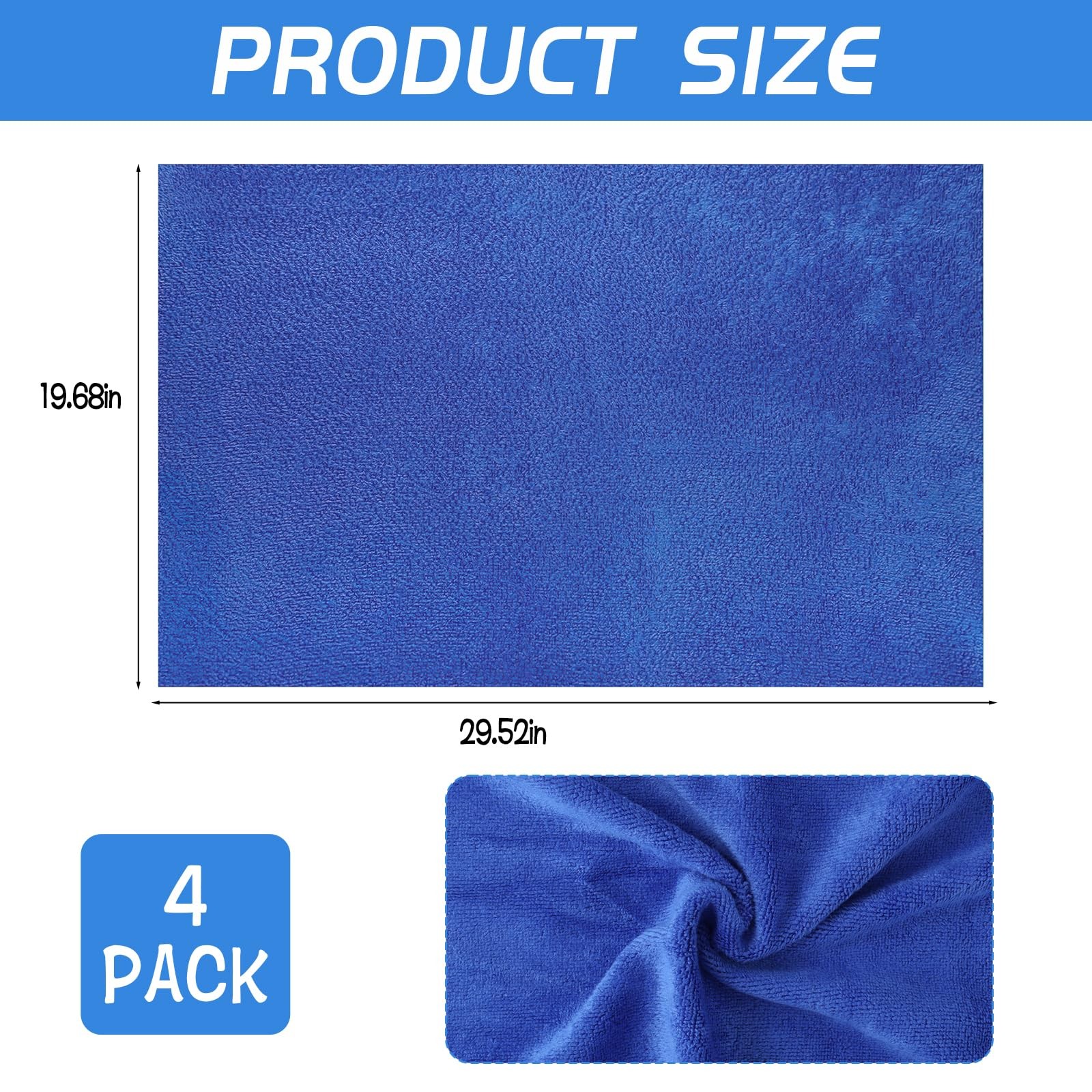 4 Pack Extra Large Microfiber Cleaning Cloths 20″x30″, Lint-Free Reusable Tow…